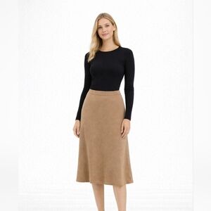 NWT Zara Size S Taupe Brown Rustic Knit Skirt
